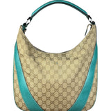 Gucci GG Vintage Canvas Turquoise Trim Hobo Bag