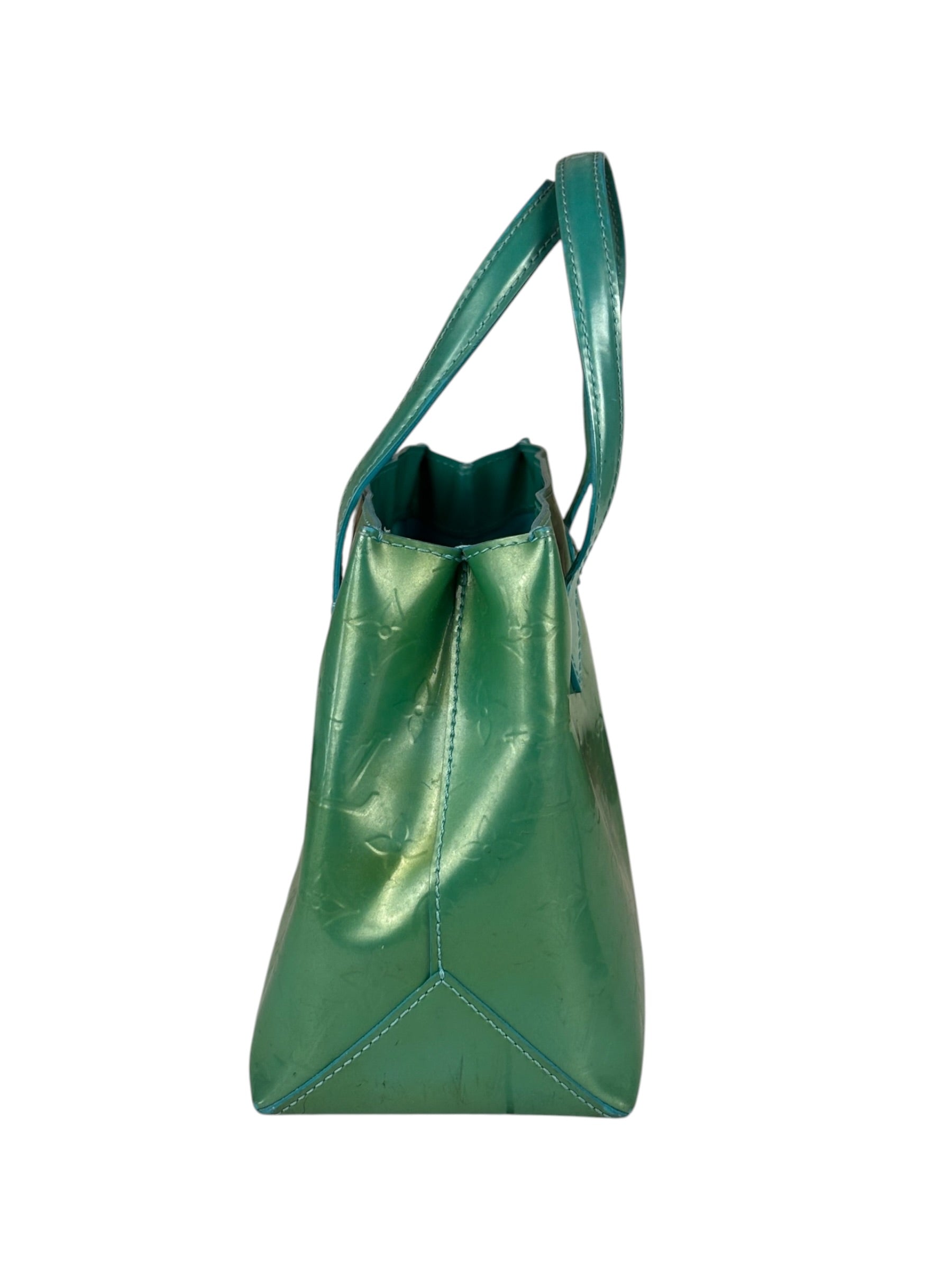 Louis Vuitton Vintage Teal Monogram Vernis Wilshire PM Tote