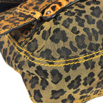 Fendi Brown Leather Trim Leopard Print Buckle Bag