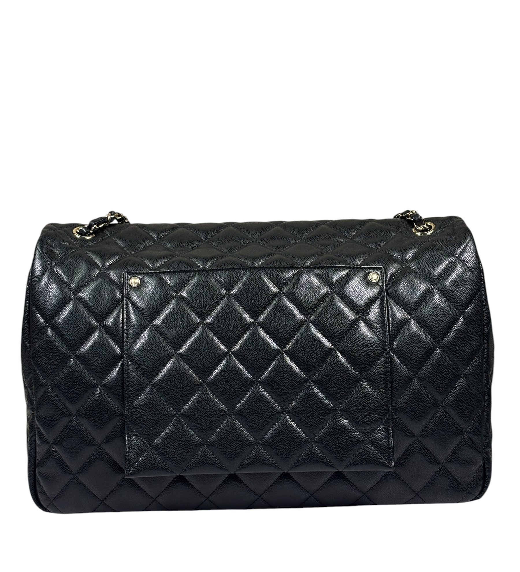 Chanel Black Quilted Caviar Jumbo Flap Bag 2021