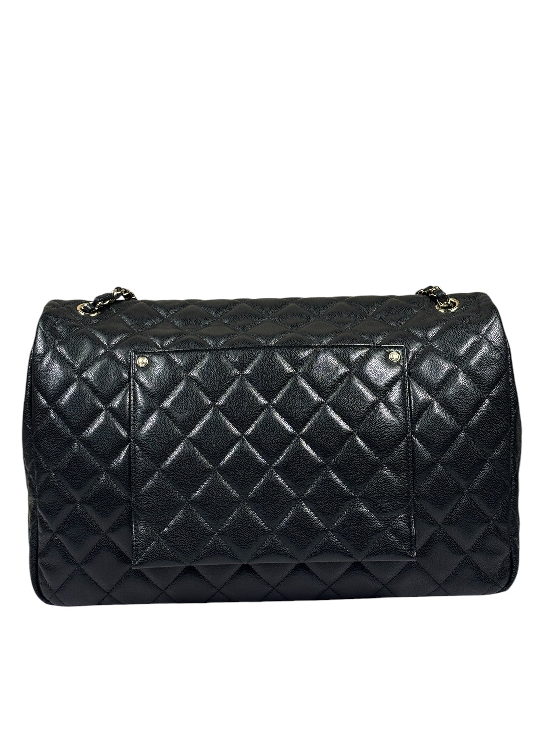 Chanel Black Quilted Caviar Jumbo Flap Bag 2021