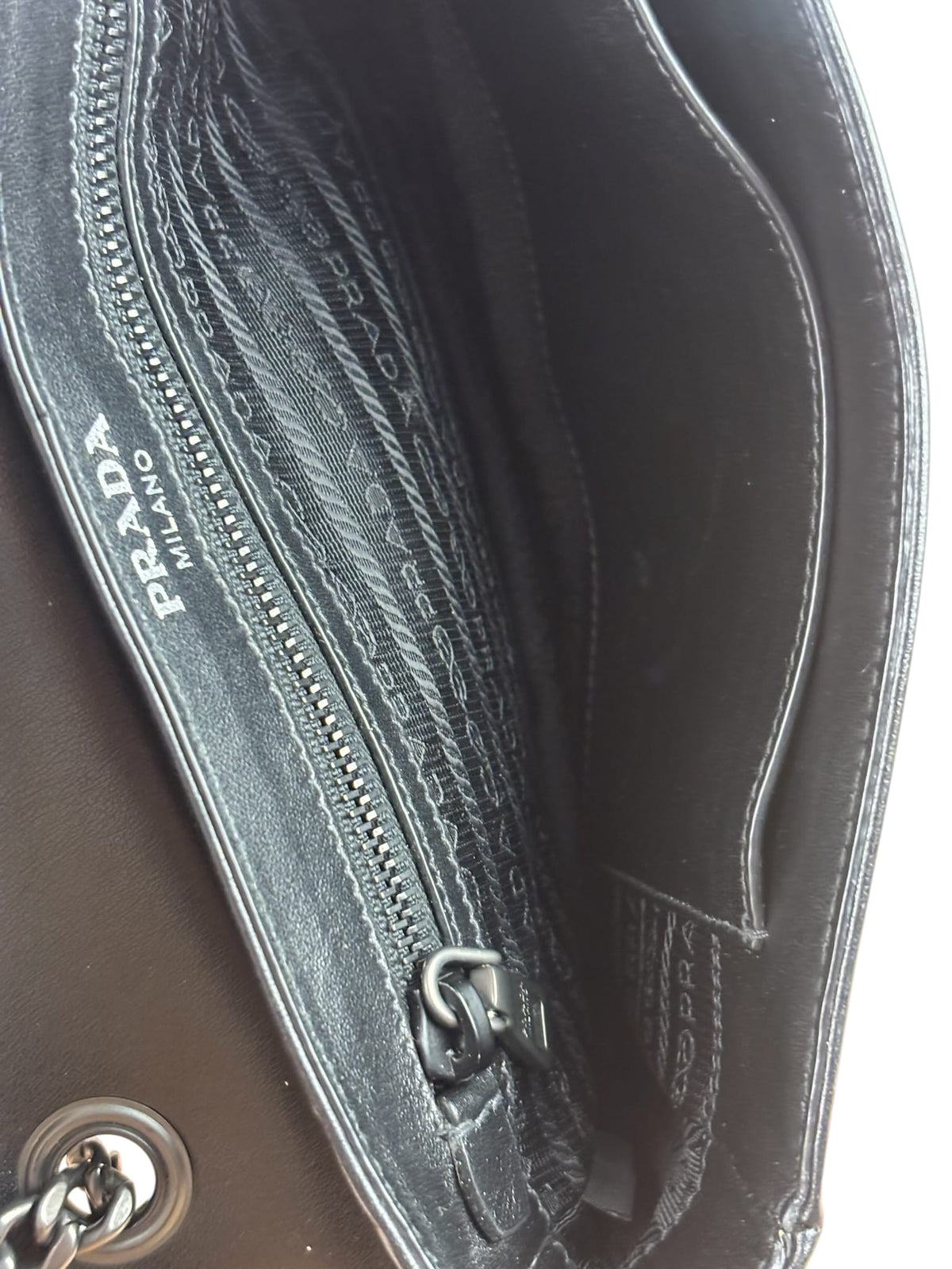 Prada Black Calfskin Studded Glace Flap Bag