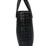 Chanel Vintage Black Leather Chocolate Bar Tote Bag 1992
