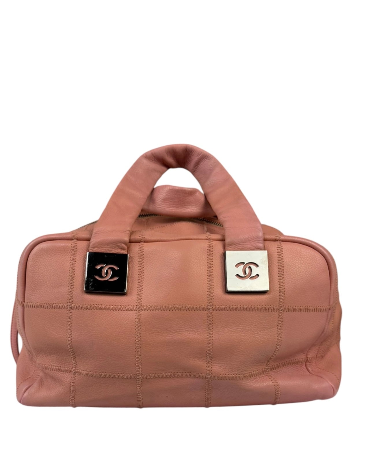 Chanel Pink Caviar Leather Chocolate Bar Bowler Bag 2003