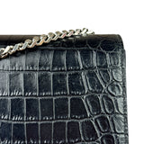 Yves Saint Laurent Black Croc-Embossed Calfskin Kate Tassel Shoulder Bag