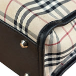 Burberry Vintage Leather Trim House Check Top Handle Bag