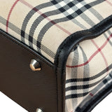 Burberry Vintage Leather Trim House Check Top Handle Bag