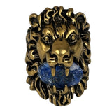 Gucci Lion Head Blue Crystal Ring