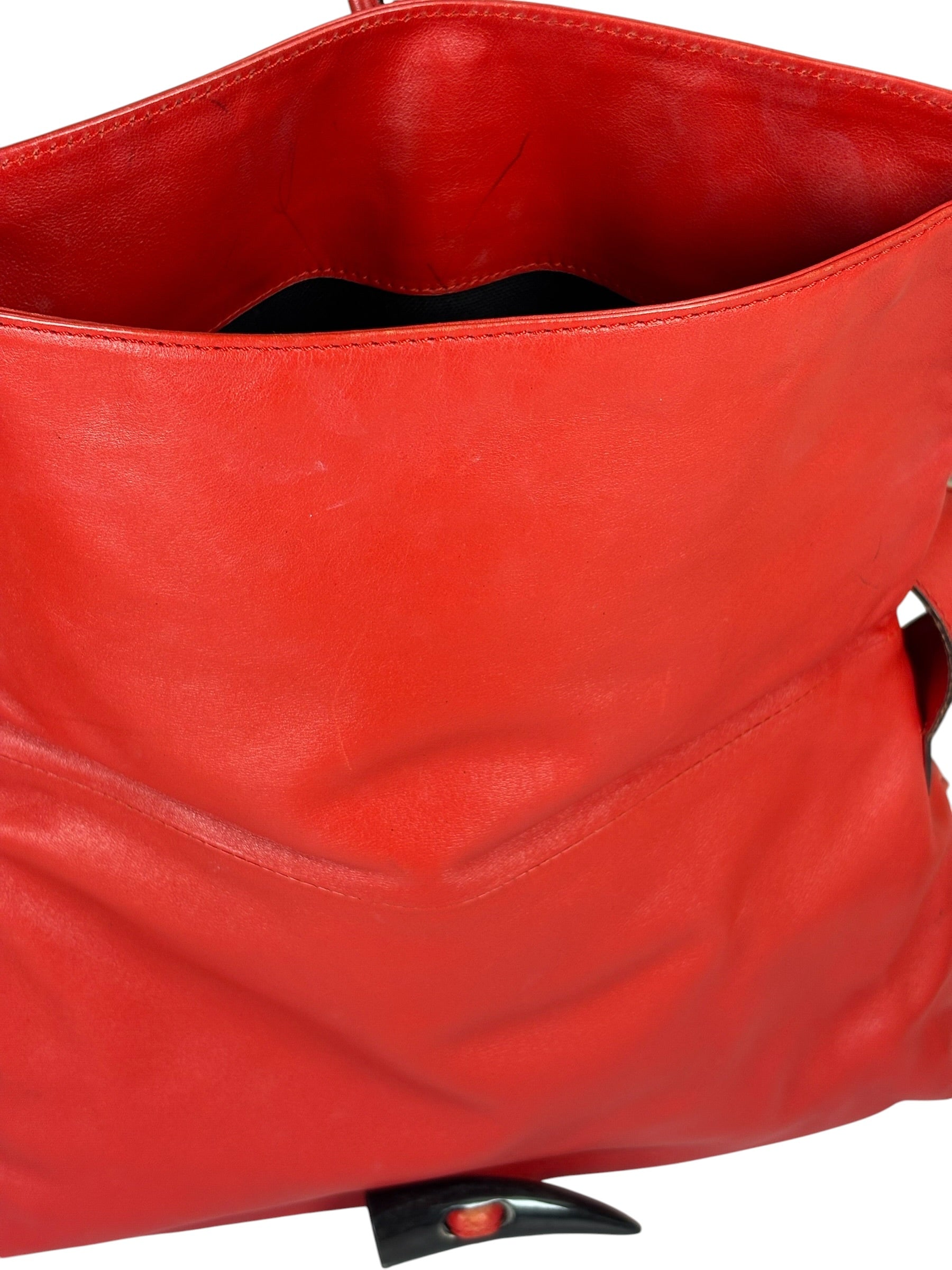 Burberry Red Leather Haymarket Check Shoulder Bag
