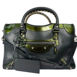 Balenciaga Green Calfskin Metallic Trim Giant 12 City Bag