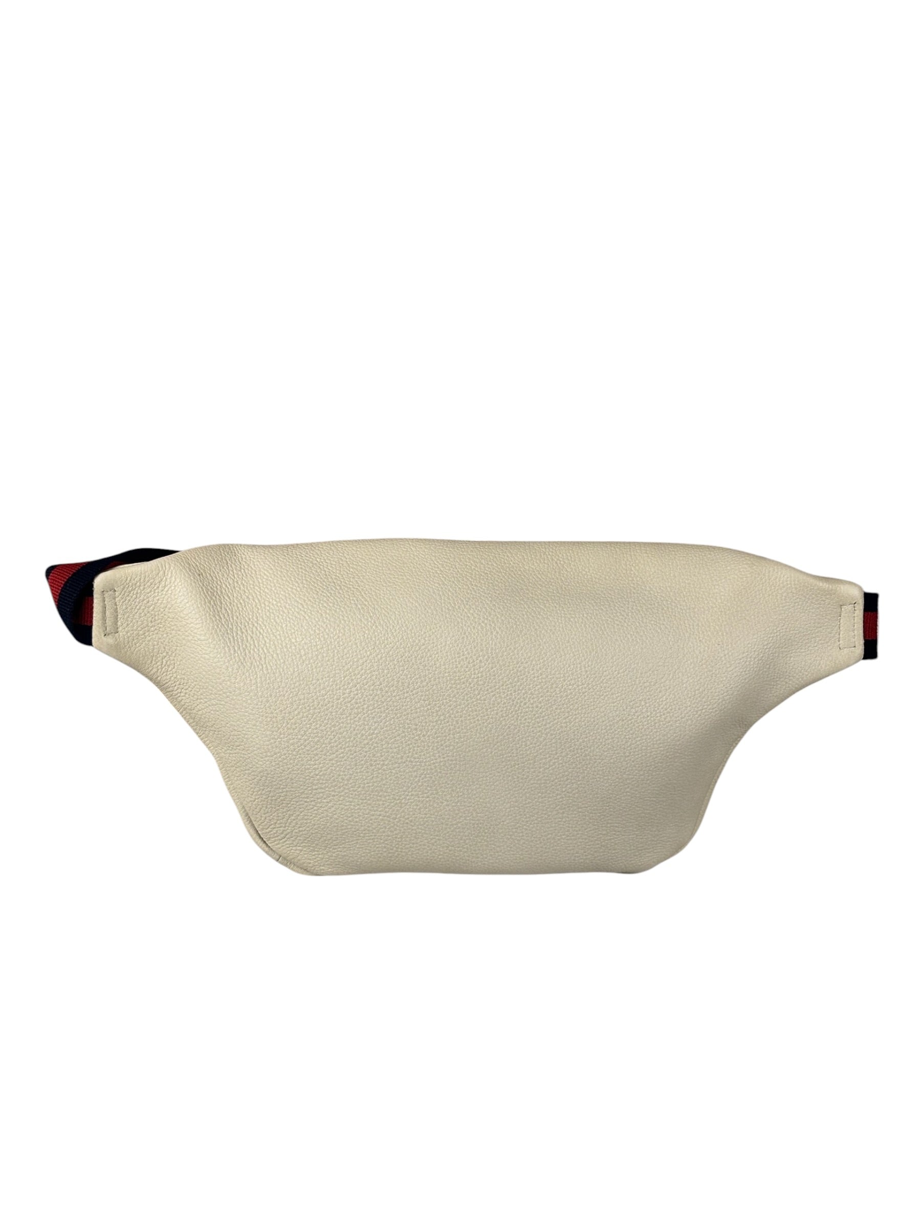 Gucci Ivory Leather Logo Print Belt Bumbag