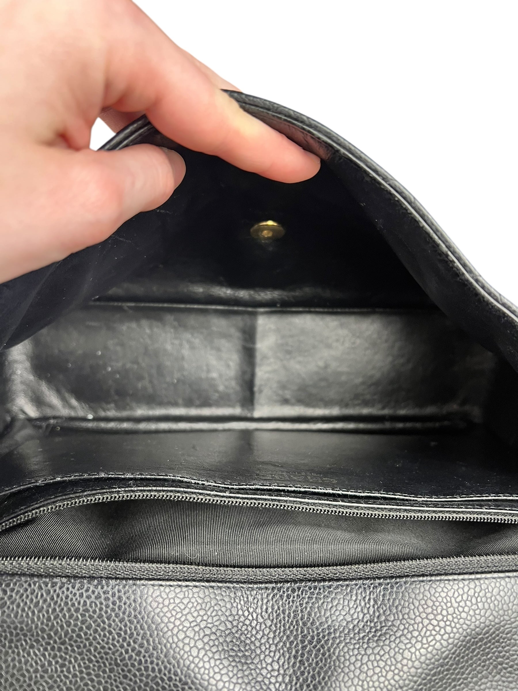 Chanel Black Caviar Leather Single Flap Bag '04