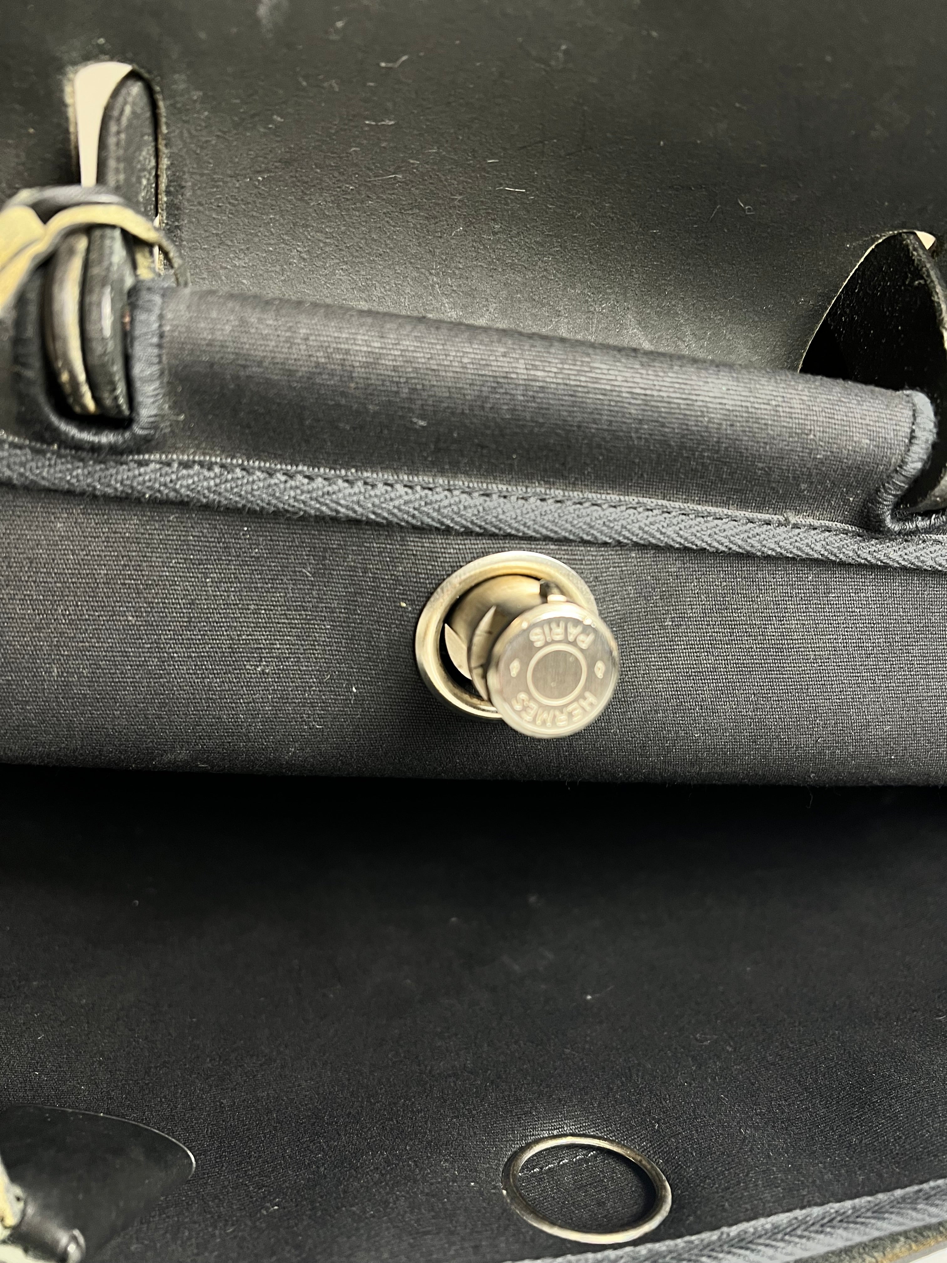 Hermes Black Toile Herbag 39 Handbag