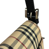 Burberry Black Leather Trim House Check Flap Crossbody Bag
