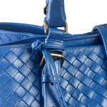 Bottega Venete Blue Lambskin Intrecciato Roma Tote