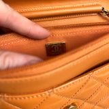 Chanel Orange Patent Leather Flap Wallet on Chain Bag