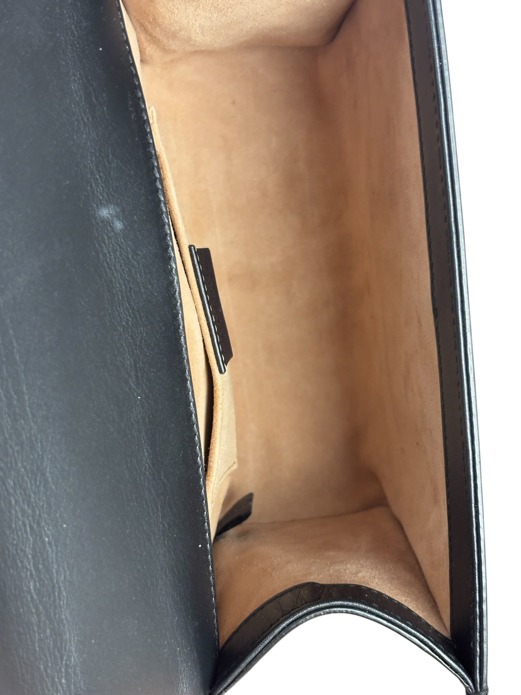 Gucci Small Pearl Studded Leather Padlock Crossbody Black
