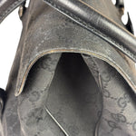 Gucci Black Leather Trim GG Horsebit Shoulder Bag