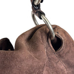 Yves Saint Laurent Brown Suede/Leather Trim Naja Rose Petal Hobo Bag