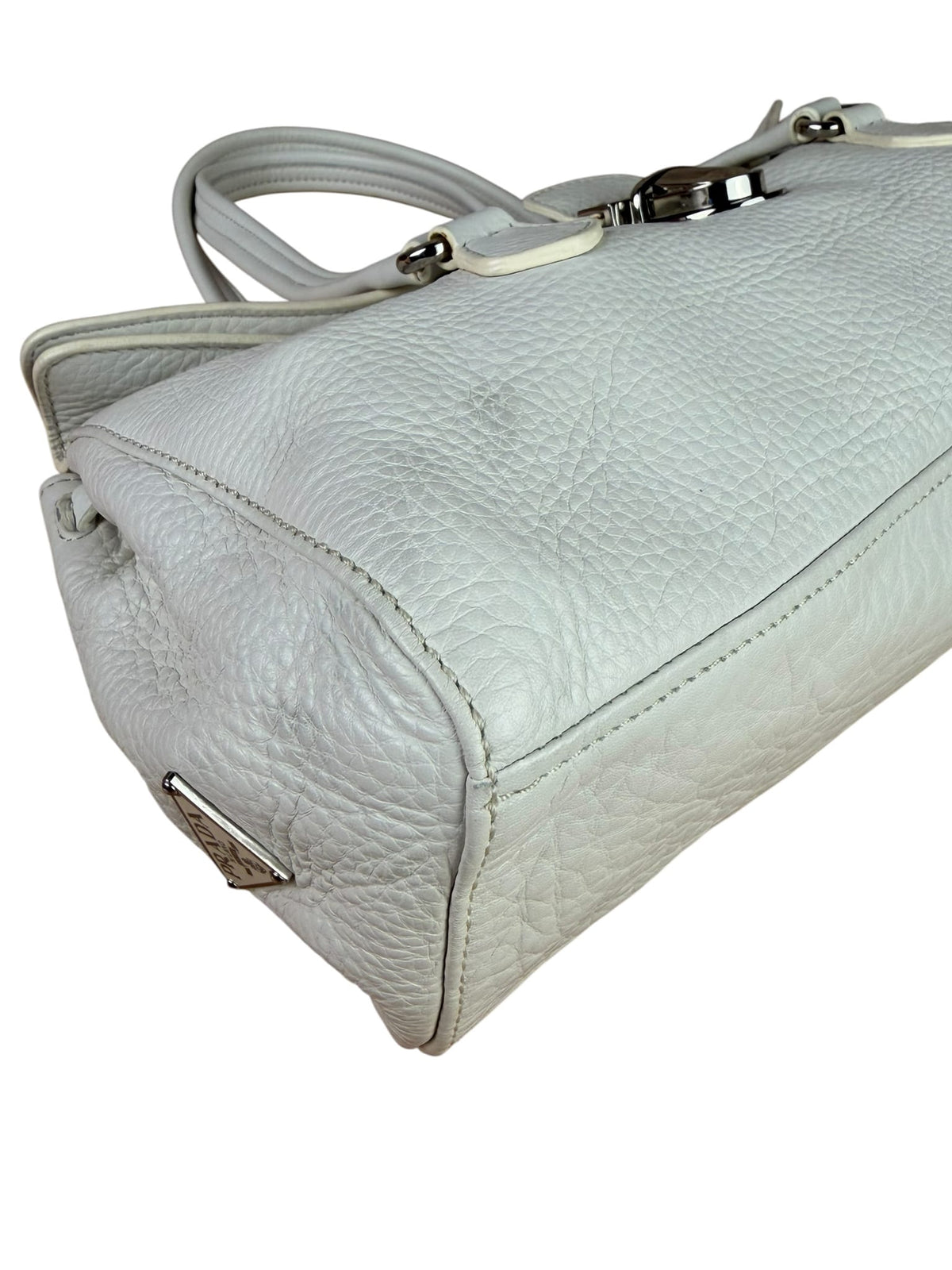 Prada White Leather Vitello Daino Easy Shoulder Bag