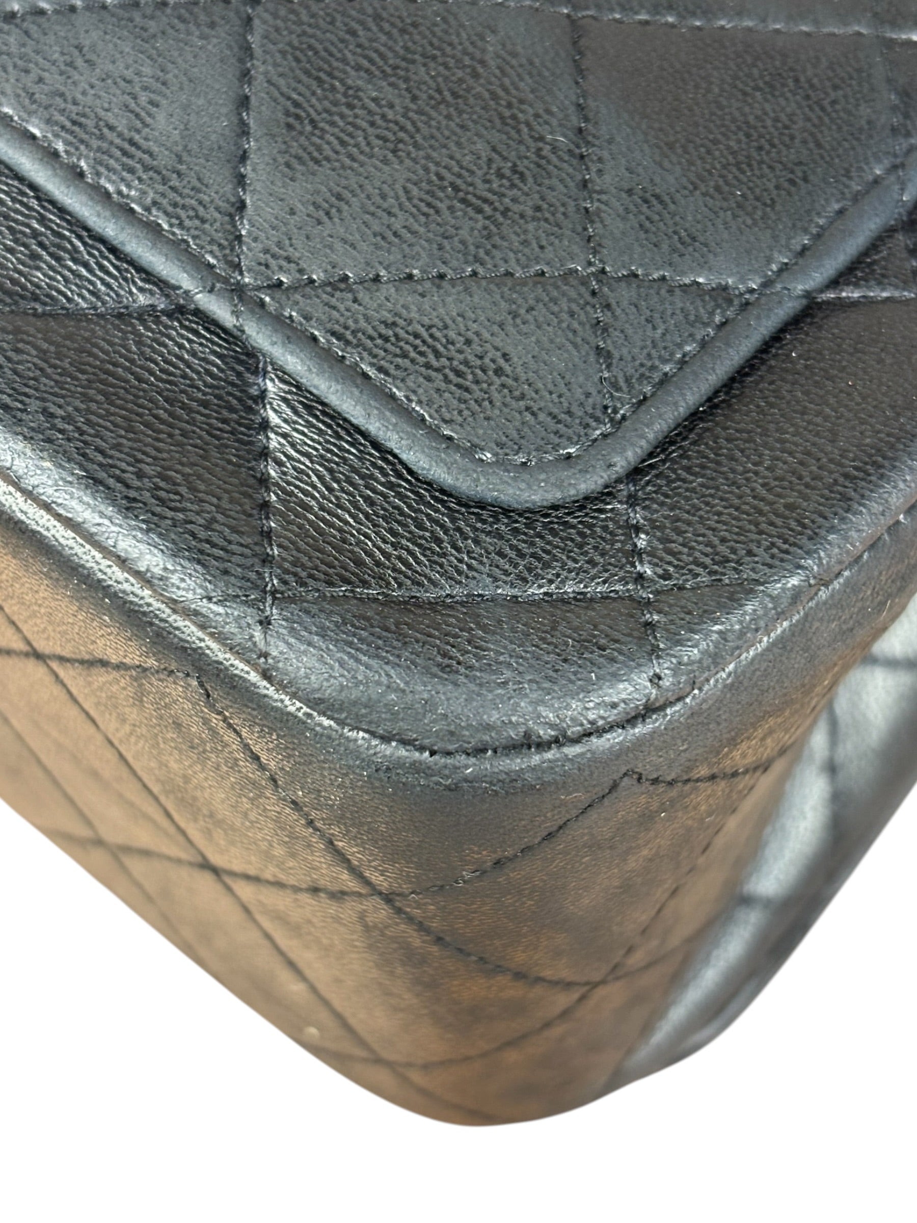 Chanel Black Quilted Leather Full Flap Chain Bag 1986
