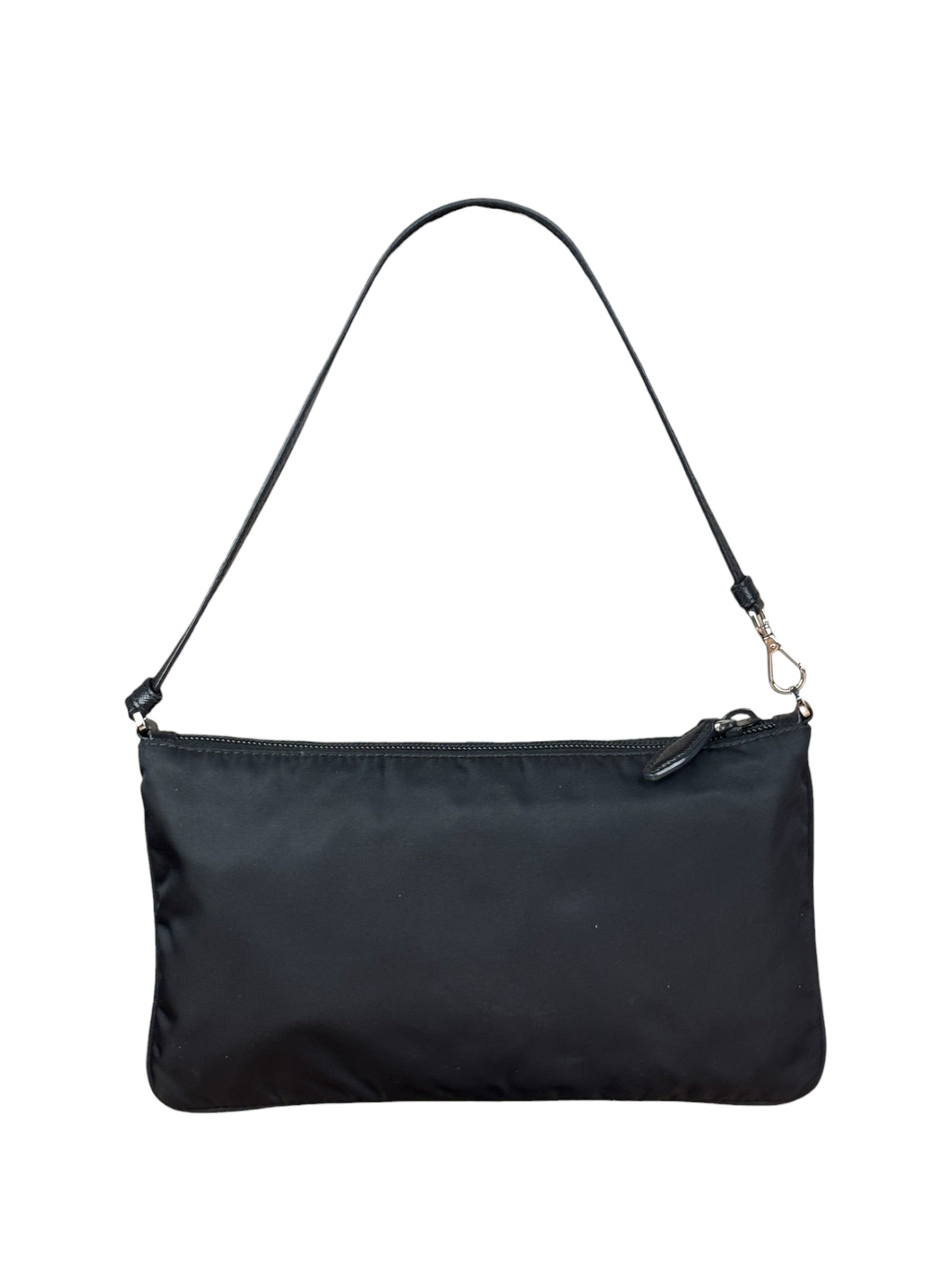 Prada Black Leather Trim Tessuto Nylon Pochette