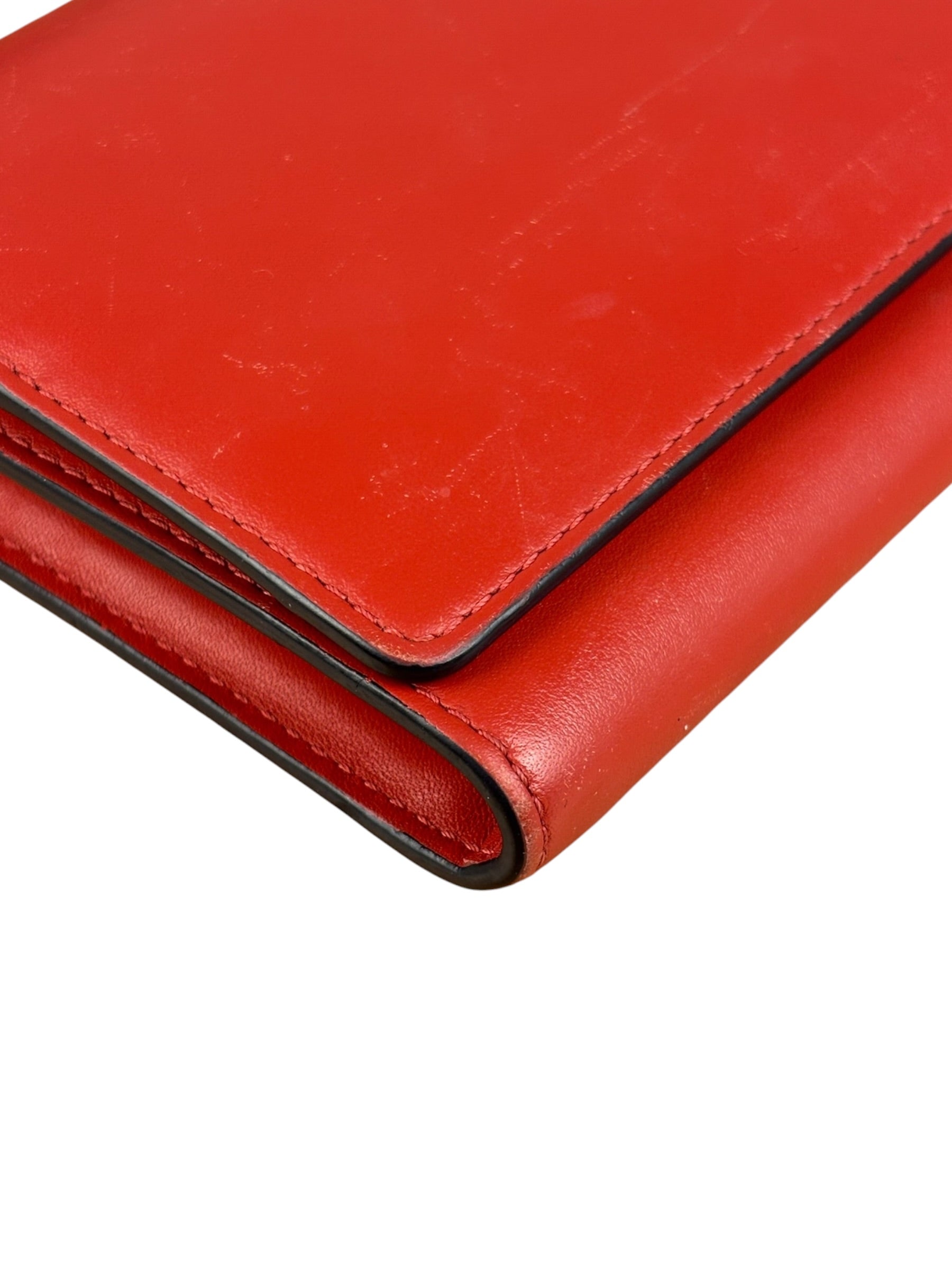 Loewe Red/Pink Leather Trifold Long Wallet