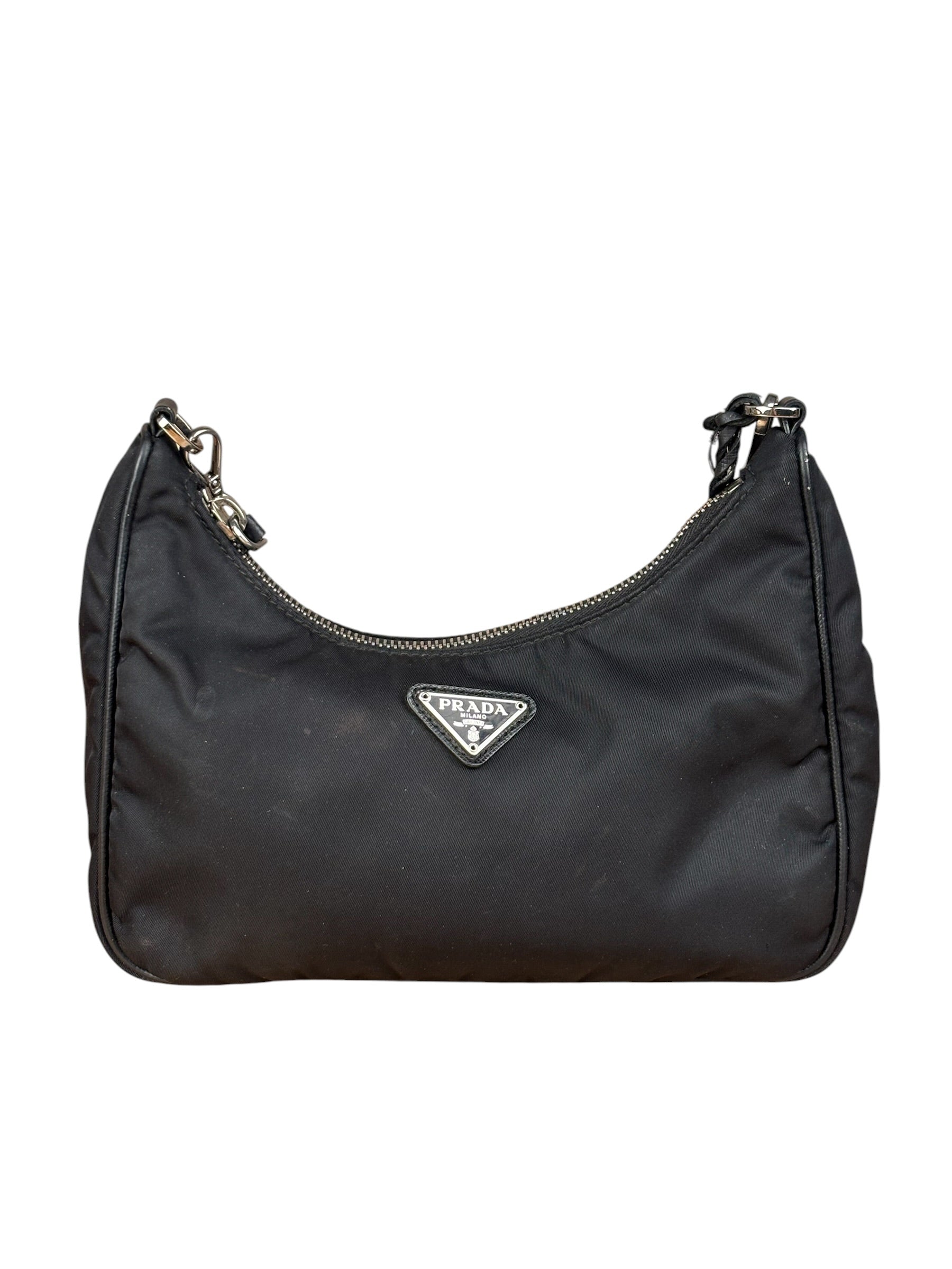 Prada Black Nylon Leather Trim Re-Edition 2005 Two-Way Bag