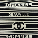 Chanel Black/White Leather Trim/Cloth Venise Biarritz Flap Bag 2019