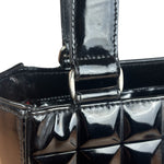 Chanel Vintage Black Patent Leather Chocolate Bar Tote Bag 2002