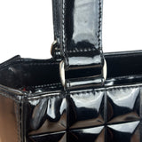 Chanel Vintage Black Patent Leather Chocolate Bar Tote Bag 2002