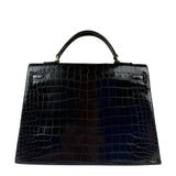 Hermes 1985 Black Crocodile Kelly 35