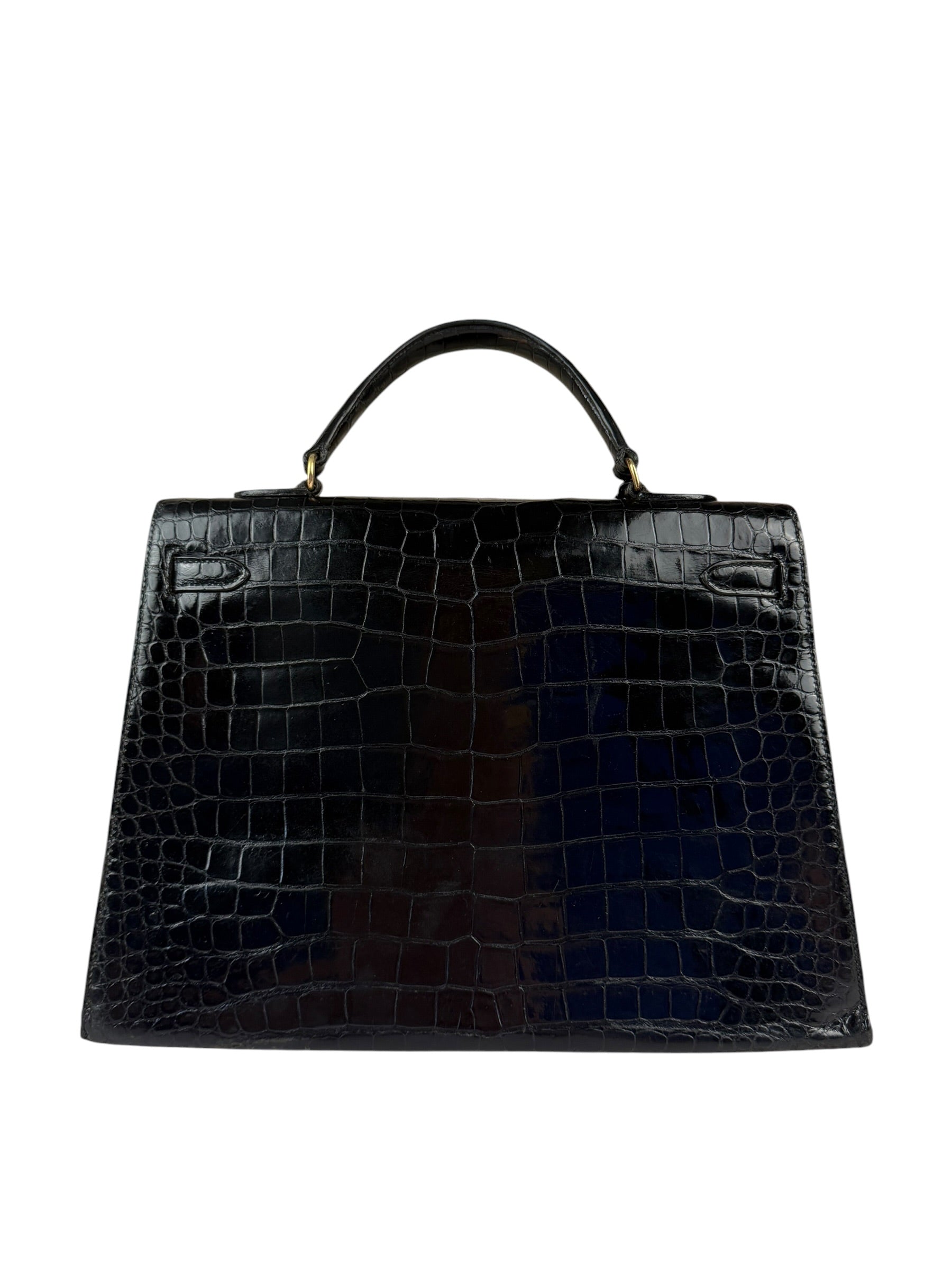 Hermes 1985 Black Crocodile Kelly 35