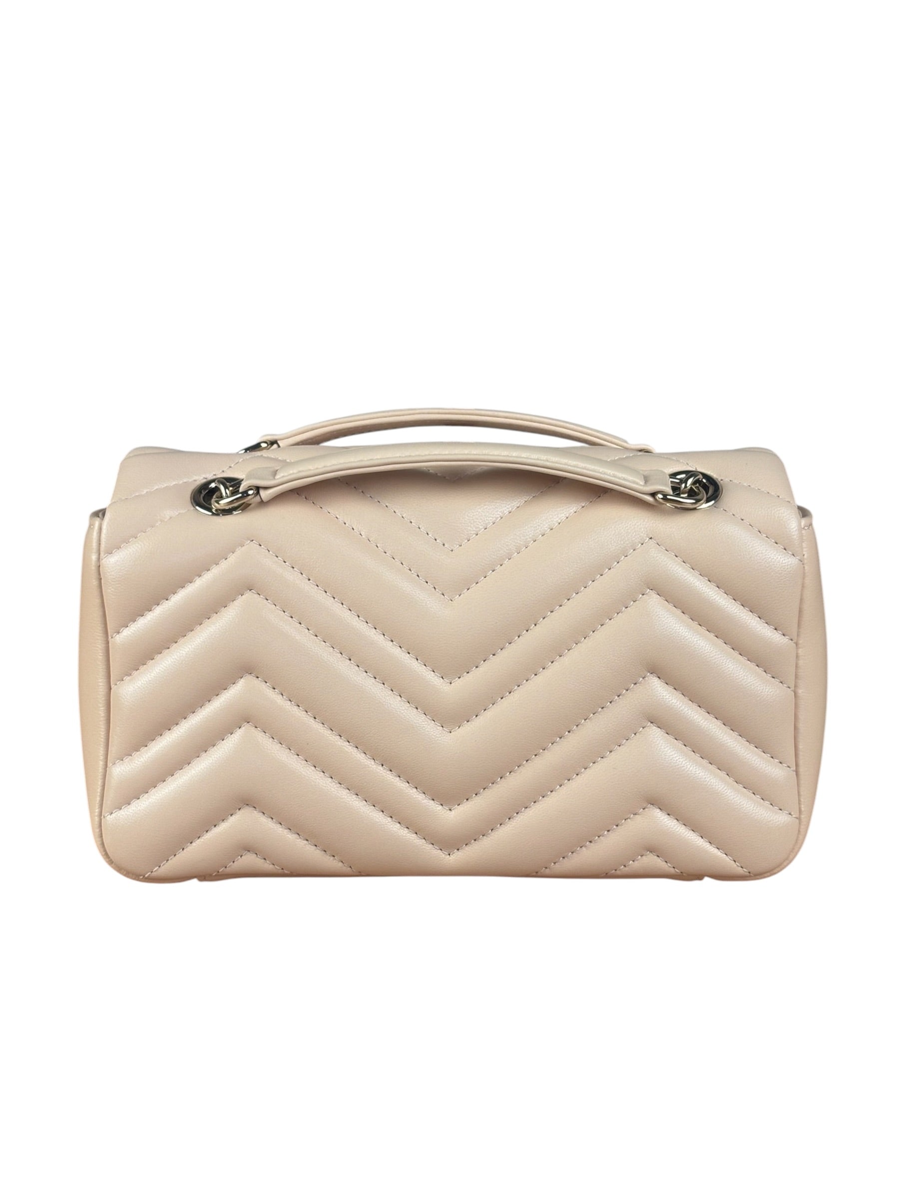 Gucci Pink Beige Leather Marmont Matelasse Small Shoulder Bag
