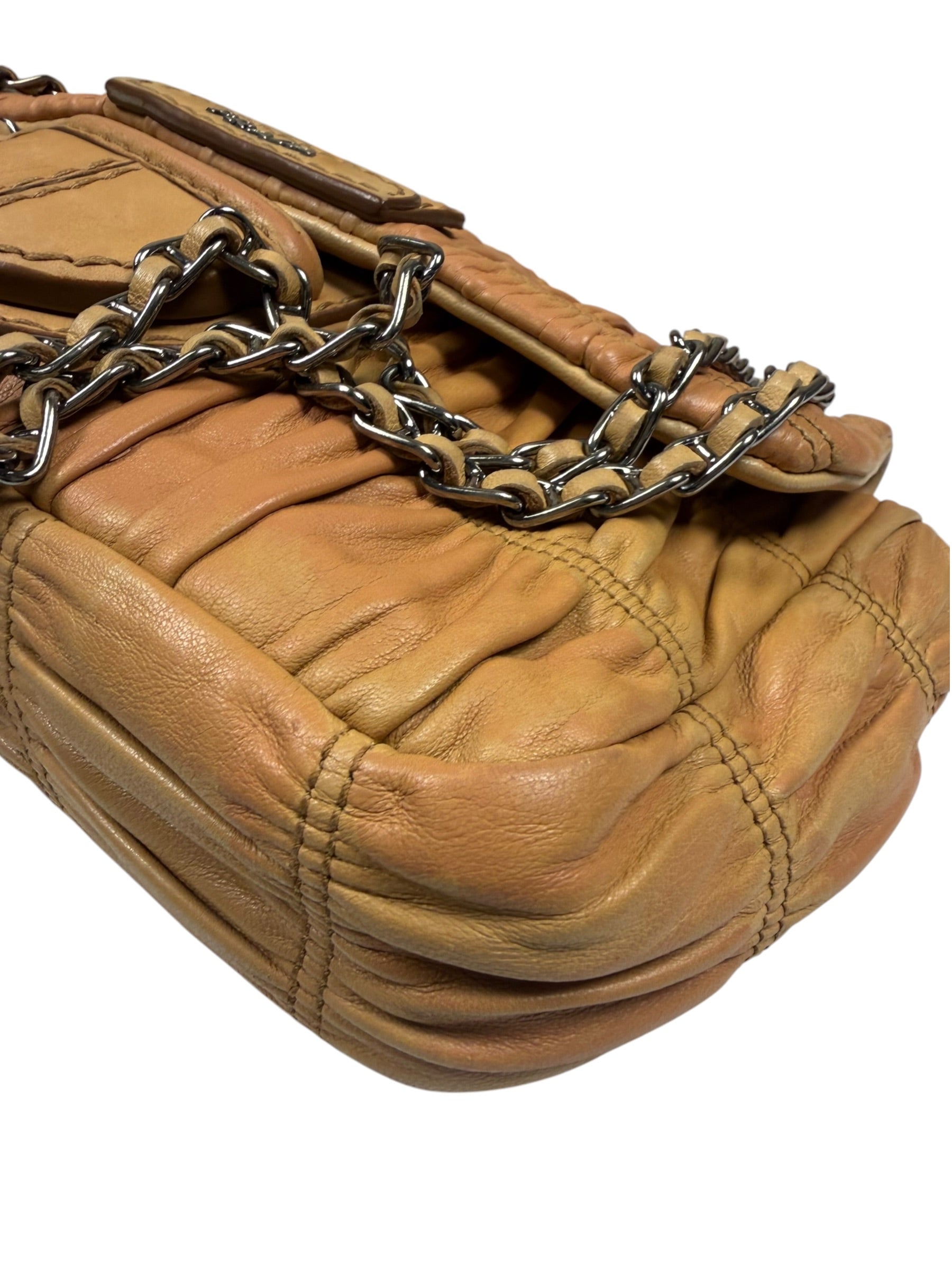 Prada Vintage Brown Nappa Leather Gaufre Shoulder Bag