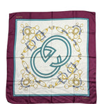 Gucci GG Logo Purple Horsebit Silk Scarf