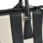 Prada Black/White Saffiano Leather Striped Two-Way Bag