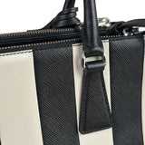 Prada Black/White Saffiano Leather Striped Two-Way Bag