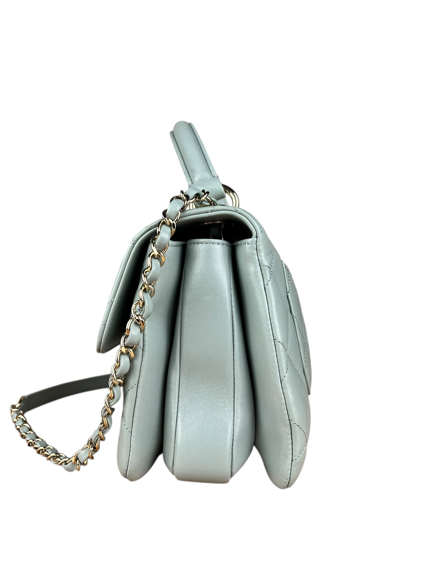 Chanel CC Trendy Blue Leather Flap Top Handle Bag