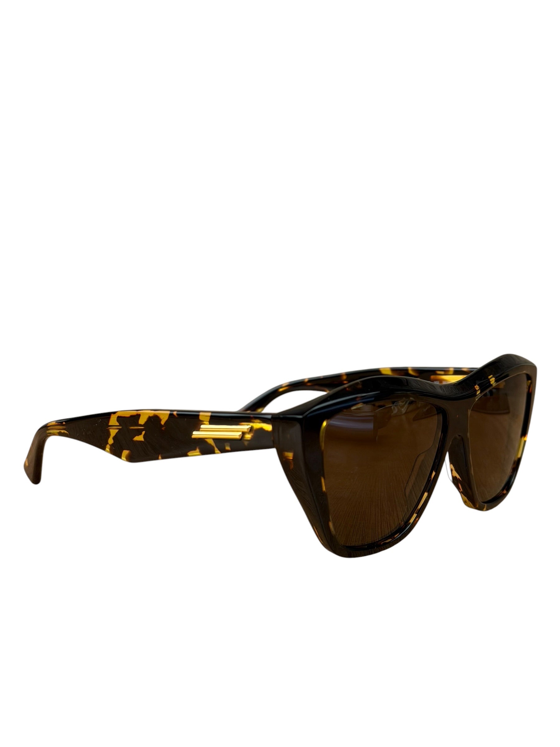 Bottega Veneta Tortoise Brown Cat-Eye Sunglasses