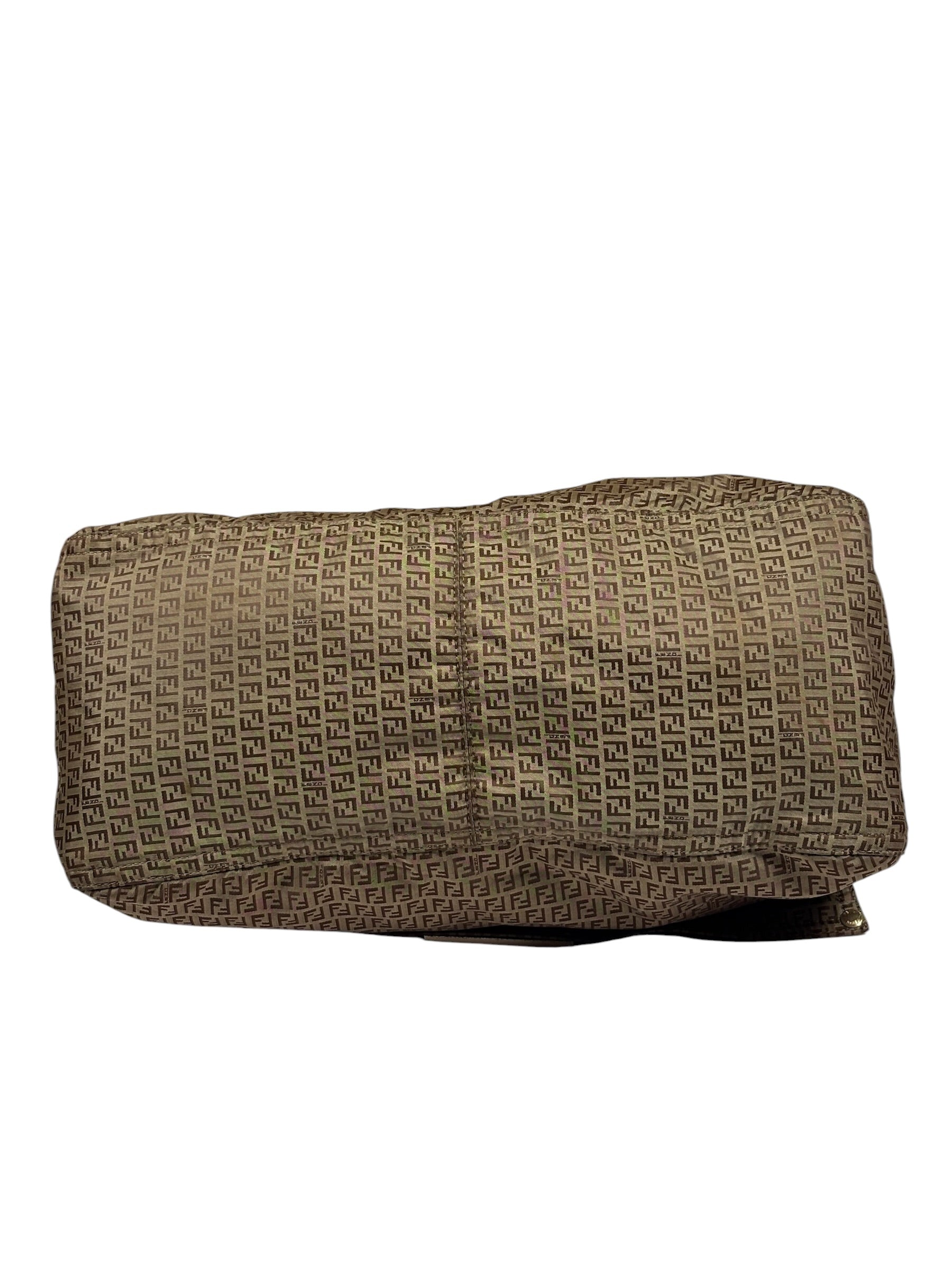 Fendi Brown Leather Trim Zucca Mamma Forever Baguette