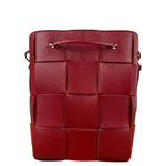 Bottega Veneta Red Leather Cassestte Maxi Intrecciato Bucket Bag