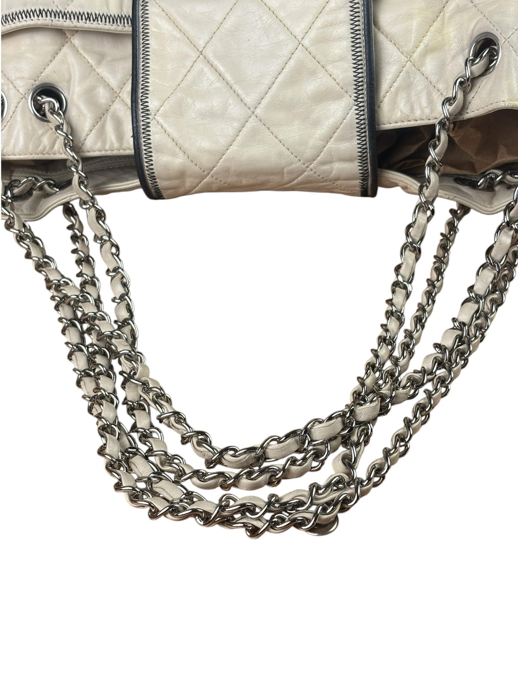 Chanel Cream Quilted Lambskin East/West Reissue Tote 2008