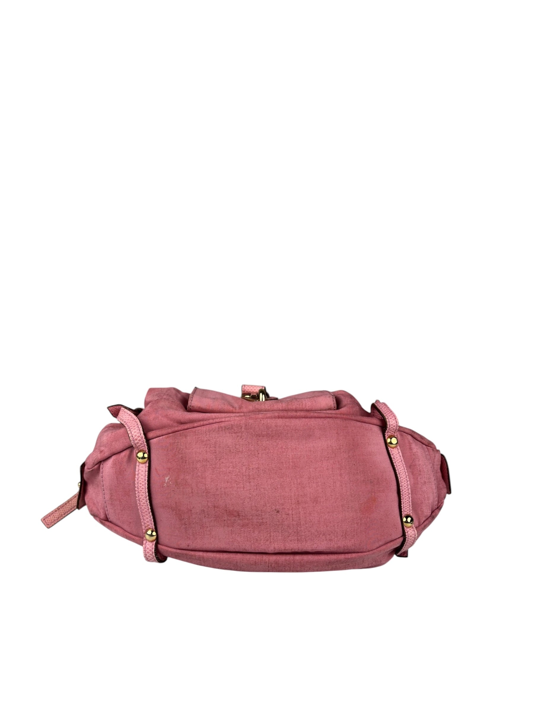 Salvatore Ferragamo Pink Nylon/Leather Bowler Bag
