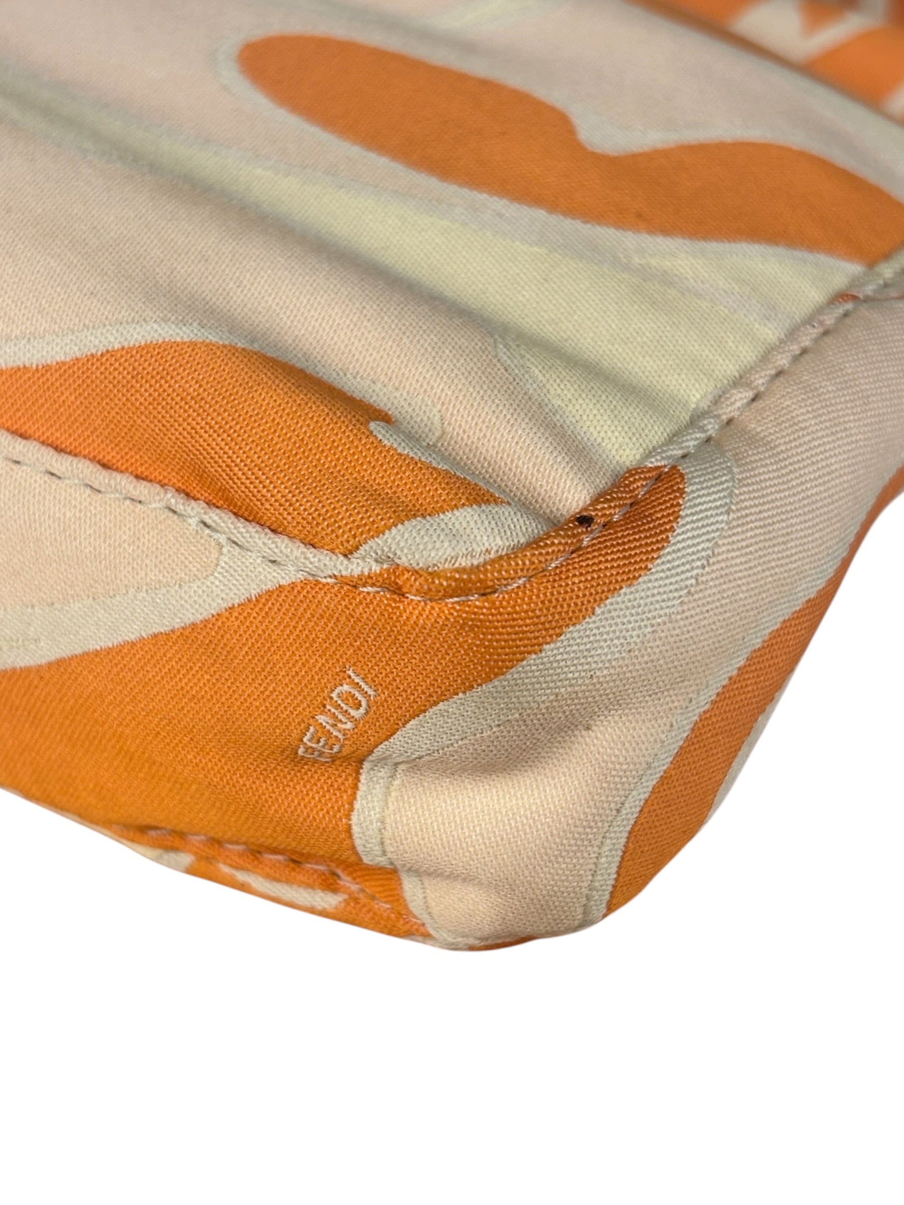 Fendi Orange Leather Trim/Satin Swirl Print Mini Baguette