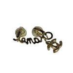 Chanel Gold Tone Cursive CC Climber Clip-On Earrings