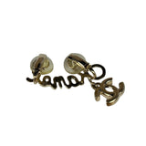 Chanel Gold Tone Cursive CC Climber Clip-On Earrings