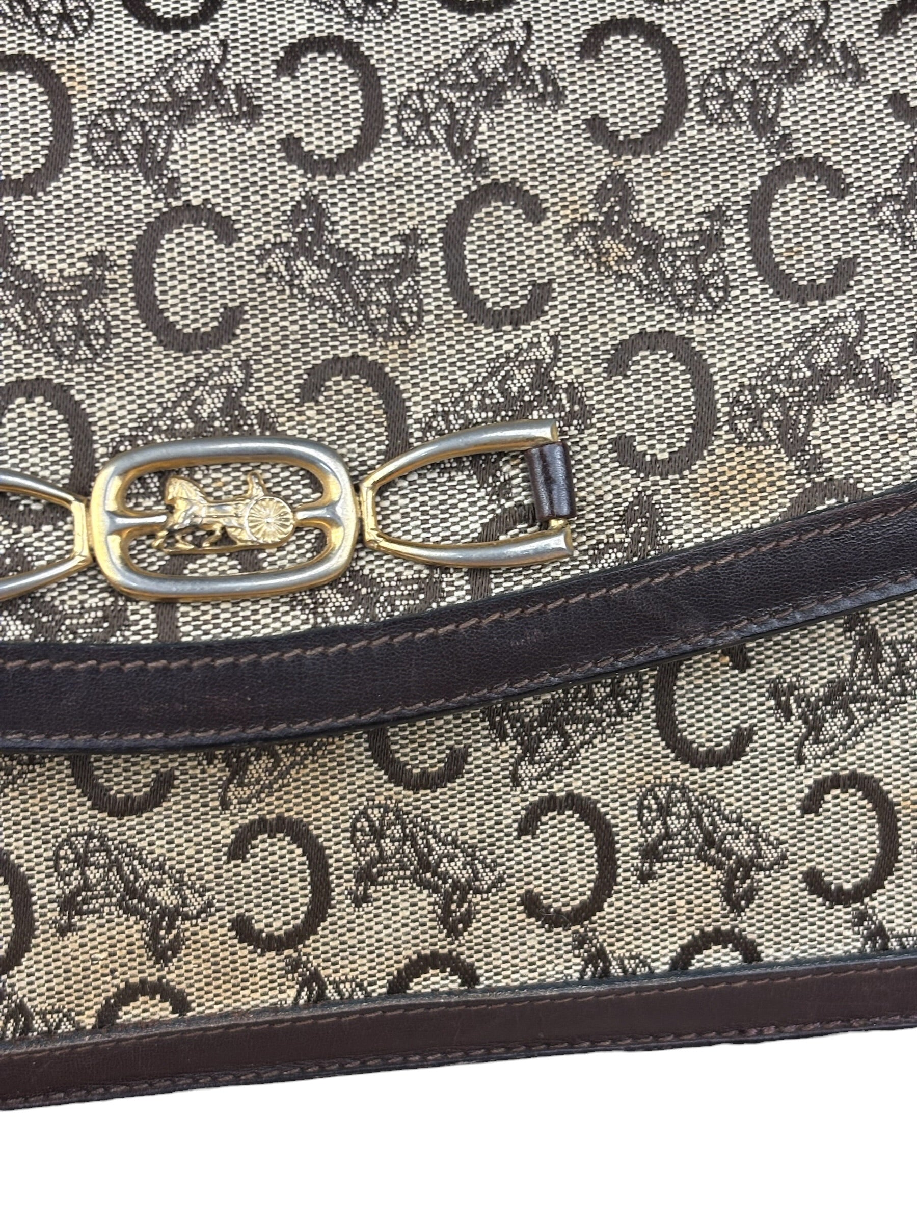 Celine Leather Trim C Sulky Shoulder Bag No Strap