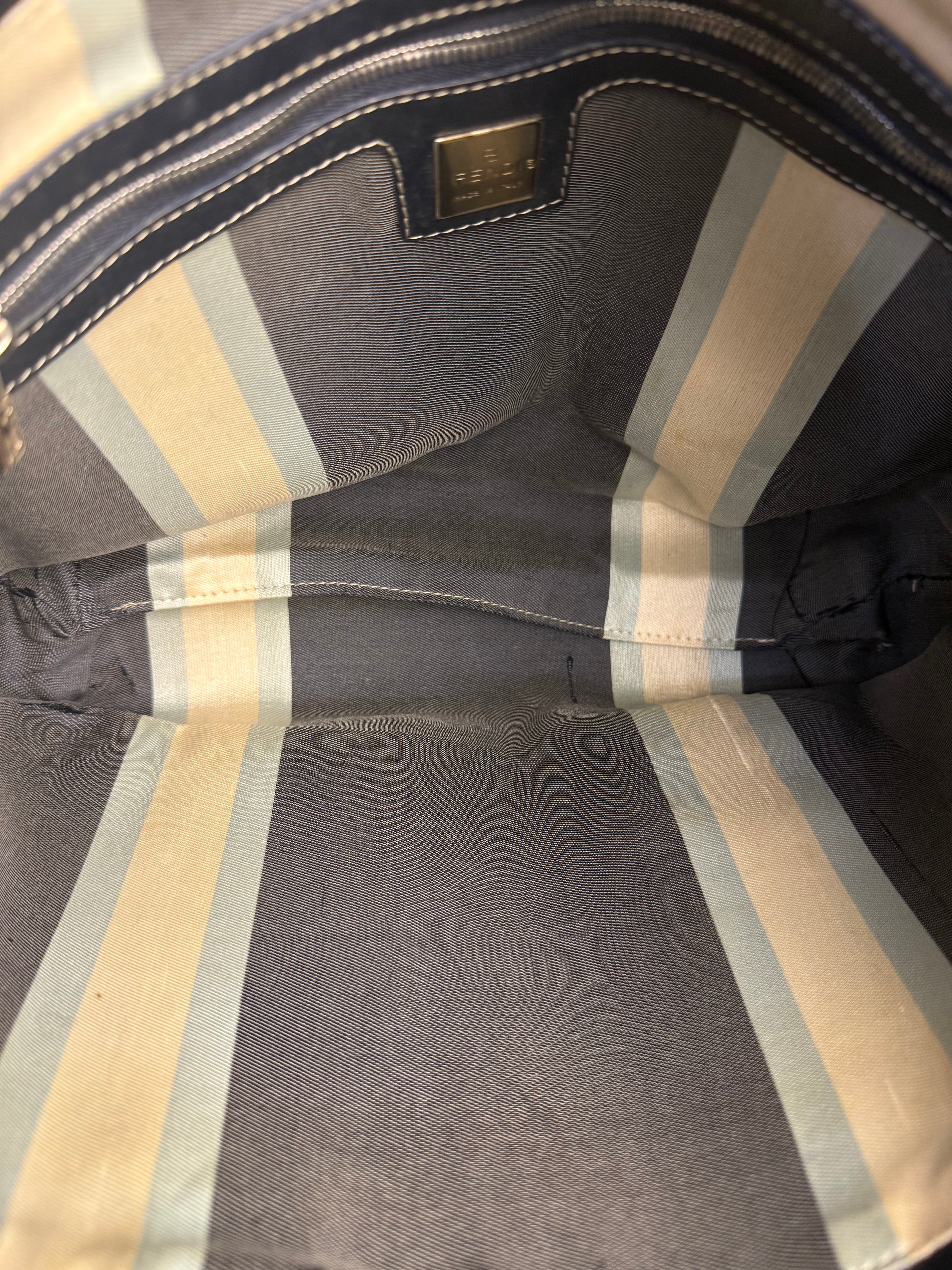 Fendi FF Wave Canvas Shoulder Tote