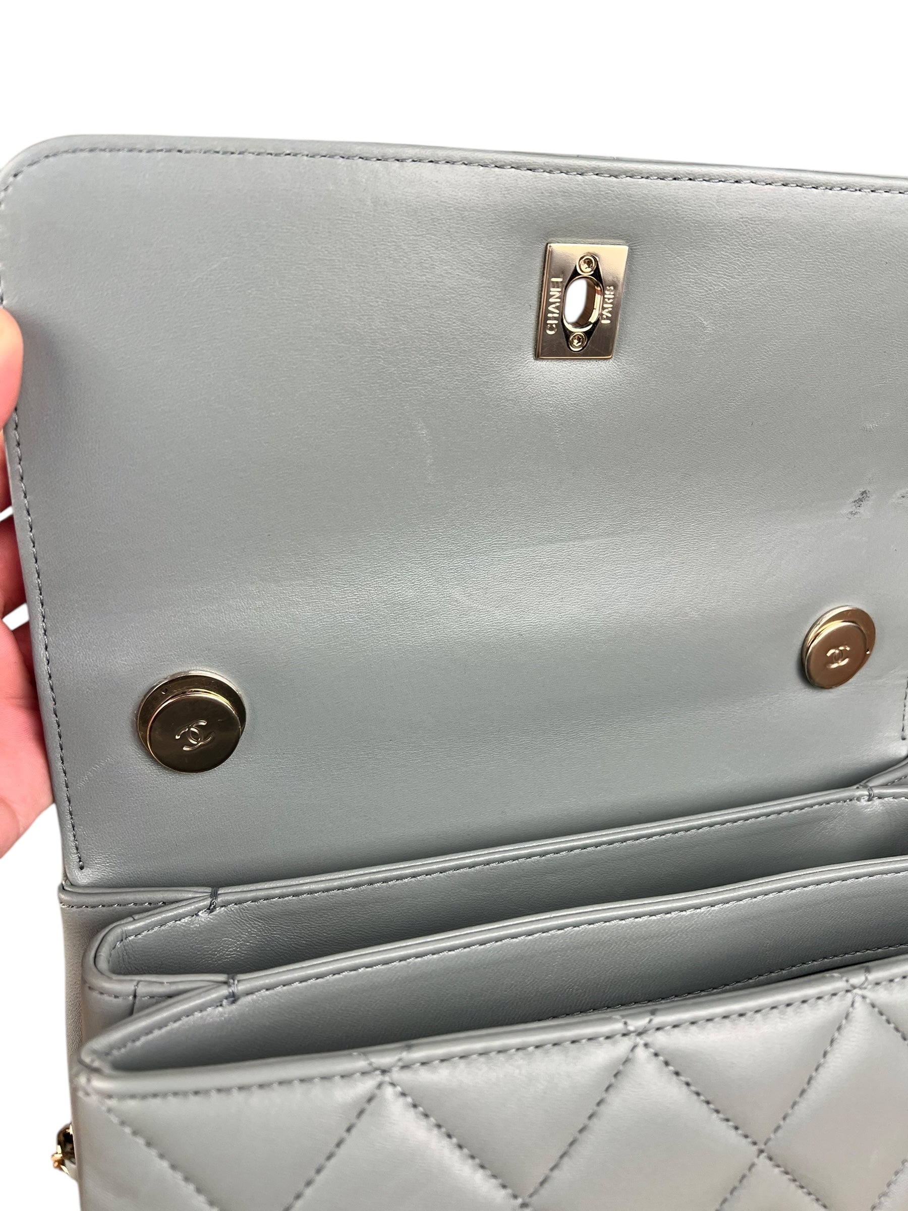 Chanel CC Trendy Blue Leather Flap Top Handle Bag